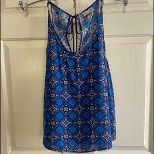 Roxy A-Line Tank, Blue w/ Medallion Pattern, Size Large